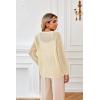 imageArachampampCloz 2025 Womens Crochet Tops Wool Blended Sweaters Lightweight Long Sleeve Crew Neck Spring Fashion Knit OutfitsApricot