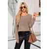 imageArachampampCloz 2025 Womens Crochet Tops Wool Blended Sweaters Lightweight Long Sleeve Crew Neck Spring Fashion Knit OutfitsCamel