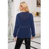 imageArachampampCloz 2025 Womens Crochet Tops Wool Blended Sweaters Lightweight Long Sleeve Crew Neck Spring Fashion Knit OutfitsNavy Blue
