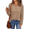 imageArachampampCloz 2025 Womens Crochet Tops Wool Blended Sweaters Lightweight Long Sleeve Crew Neck Spring Fashion Knit OutfitsCamel