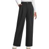 imageArachampampCloz Womens Wool Blend Elastic Waist Straight Leg Business Casual Pants 2025Black