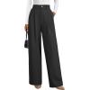 imageArachampampCloz Womens Wool Blend Elastic Waist Straight Leg Business Casual Pants 2025Black