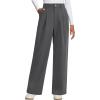 imageArachampampCloz Womens Wool Blend Elastic Waist Straight Leg Business Casual Pants 2025Dark Grey