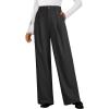 imageArachampampCloz Womens Wool Blend Elastic Waist Straight Leg Business Casual Pants 2025Black