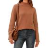imageArachampampCloz Womens Wool Blend Soft Mock Neck Casual Oversized Fall SweaterBrown