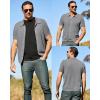 imageArachampampCloz Mens Wool Blended Button Down Shirt Short Sleeve Knit 2025 Summer Fashion Dress Shirts Casual Business GolfGray