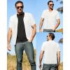 imageArachampampCloz Mens Wool Blended Button Down Shirt Short Sleeve Knit 2025 Summer Fashion Dress Shirts Casual Business GolfWhite