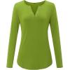imageArachampampCloz Womens Long Sleeve Lace Fall Tops Solid V Neck Button Henley Shirt Casual Tunic BlouseGreen02