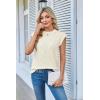 imageArachampampCloz Womens Spring Sweater Vest 2025 Cap Sleeve Crew Neck Casual Tops Cable Knit Crochet Loose Fit Summer OutfitsOffwhite