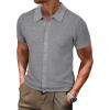 imageArachampampCloz Mens Wool Blended Button Down Shirt Short Sleeve Knit 2025 Summer Fashion Dress Shirts Casual Business GolfGray