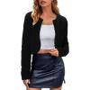 imageArachampampCloz Womens Wool Blend Faux Fur Cropped Jacket Winter Chic Bolero Shrug 2025Black
