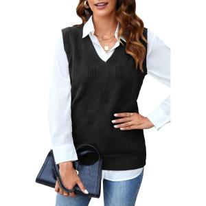 imageArachampampCloz Womens Sweater Vest 2025 Fashion Sleeveless V Neck Business Casual Tank Knit Pullover Tops Spring TrendyBlack