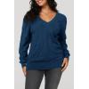 imageArachampCloz Womens Soft V Neck Long Sleeve Fall Casual Regular Fit Sweater TopsBlue
