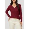 imageArachampCloz Womens Soft V Neck Long Sleeve Fall Casual Regular Fit Sweater TopsBurgundy