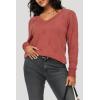 imageArachampCloz Womens Soft V Neck Long Sleeve Fall Casual Regular Fit Sweater TopsCoral Red