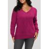 imageArachampCloz Womens Soft V Neck Long Sleeve Fall Casual Regular Fit Sweater TopsDark Rose