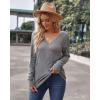 imageArachampCloz Womens Soft V Neck Long Sleeve Fall Casual Regular Fit Sweater TopsGrey