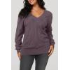 imageArachampCloz Womens Soft V Neck Long Sleeve Fall Casual Regular Fit Sweater TopsGrey Purple