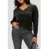 imageArachampCloz Womens Soft V Neck Long Sleeve Fall Casual Regular Fit Sweater TopsHeather Black