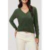 imageArachampCloz Womens Soft V Neck Long Sleeve Fall Casual Regular Fit Sweater TopsHeather Green