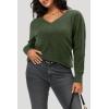 imageArachampCloz Womens Soft V Neck Long Sleeve Fall Casual Regular Fit Sweater TopsHeather Green