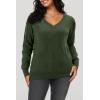 imageArachampCloz Womens Soft V Neck Long Sleeve Fall Casual Regular Fit Sweater TopsHeather Green