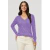 imageArachampCloz Womens Soft V Neck Long Sleeve Fall Casual Regular Fit Sweater TopsLilac
