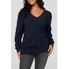 imageArachampCloz Womens Soft V Neck Long Sleeve Fall Casual Regular Fit Sweater TopsNavy