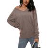 imageArachampCloz Womens Soft V Neck Long Sleeve Fall Casual Regular Fit Sweater TopsNutmeg