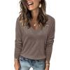 imageArachampCloz Womens Soft V Neck Long Sleeve Fall Casual Regular Fit Sweater TopsNutmeg