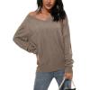 imageArachampCloz Womens Soft V Neck Long Sleeve Fall Casual Regular Fit Sweater TopsNutmeg