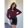 imageArachampCloz Womens Soft V Neck Long Sleeve Fall Casual Regular Fit Sweater TopsPurplish Red