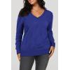 imageArachampCloz Womens Soft V Neck Long Sleeve Fall Casual Regular Fit Sweater TopsRoyal Blue