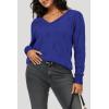 imageArachampCloz Womens Soft V Neck Long Sleeve Fall Casual Regular Fit Sweater TopsRoyal Blue