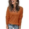 imageArachampCloz Womens Soft V Neck Long Sleeve Fall Casual Regular Fit Sweater TopsRust