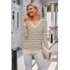 imageArachampCloz Womens Soft V Neck Long Sleeve Fall Casual Regular Fit Sweater TopsStriped Apricot Black