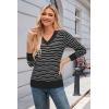 imageArachampCloz Womens Soft V Neck Long Sleeve Fall Casual Regular Fit Sweater TopsStriped Black White