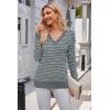 imageArachampCloz Womens Soft V Neck Long Sleeve Fall Casual Regular Fit Sweater TopsStriped Grey White