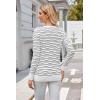 imageArachampCloz Womens Soft V Neck Long Sleeve Fall Casual Regular Fit Sweater TopsStriped White Black