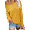 imageArachampCloz Womens Soft V Neck Long Sleeve Fall Casual Regular Fit Sweater TopsYellow