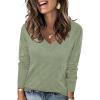 imageArachampCloz Womens Soft V Neck Long Sleeve Fall Casual Regular Fit Sweater TopsSage Green
