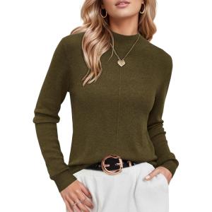imageArachampCloz Womens Wool Blend Fall Sweaters Mock Neck Business Casual OutfitsAbrown Green