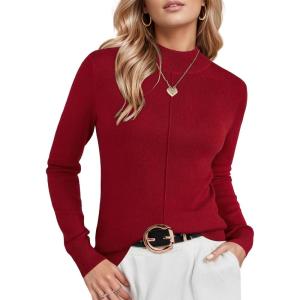 imageArachampCloz Womens Wool Blend Fall Sweaters Mock Neck Business Casual OutfitsBurgundy Red