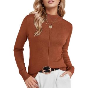 imageArachampCloz Womens Wool Blend Fall Sweaters Mock Neck Business Casual OutfitsCaramel
