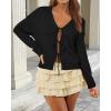 imageArachampCloz Womens Cozy Cotton Tie Front Fall Trendy Bow Cardigan Sweaters 2025Black