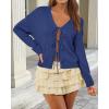imageArachampCloz Womens Cozy Cotton Tie Front Fall Trendy Bow Cardigan Sweaters 2025Dark Blue