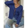 imageArachampCloz Womens Cozy Cotton Tie Front Fall Trendy Bow Cardigan Sweaters 2025Dark Blue