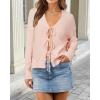imageArachampCloz Womens Cozy Cotton Tie Front Fall Trendy Bow Cardigan Sweaters 2025Light Pink