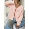 imageArachampCloz Womens Cozy Cotton Tie Front Fall Trendy Bow Cardigan Sweaters 2025Light Pink