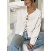 imageArachampCloz Womens Cozy Cotton Tie Front Fall Trendy Bow Cardigan Sweaters 2025White